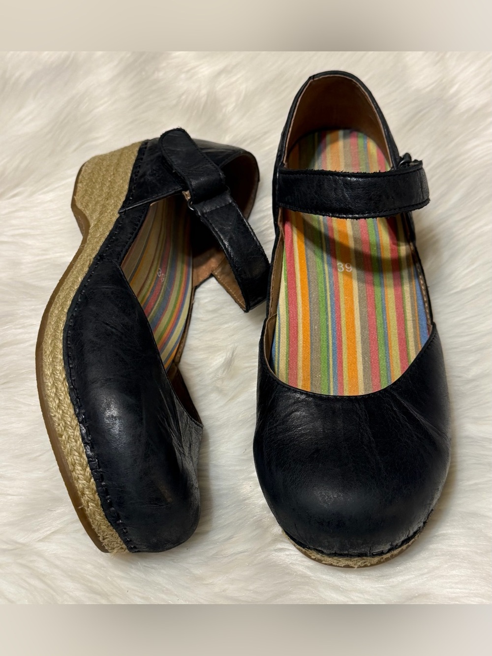 Dansko Mary Jane Wedge Clogs with Velcro Strap